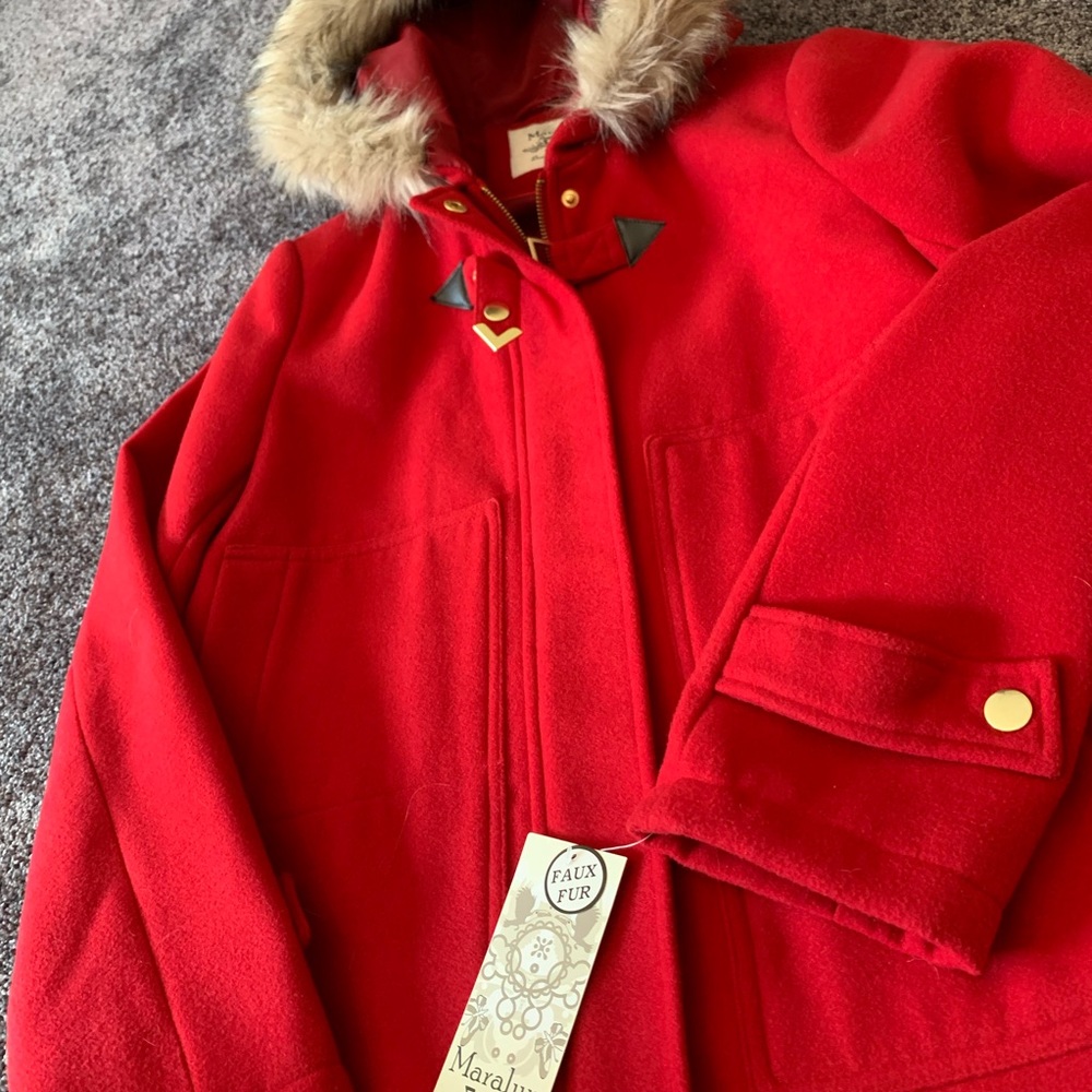 Maralyn & Me Red Faux Fur Jacket